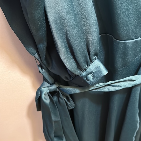 Gabby Skye green satin faux wrap dress with asymmetric hem - Picture 7 of 10